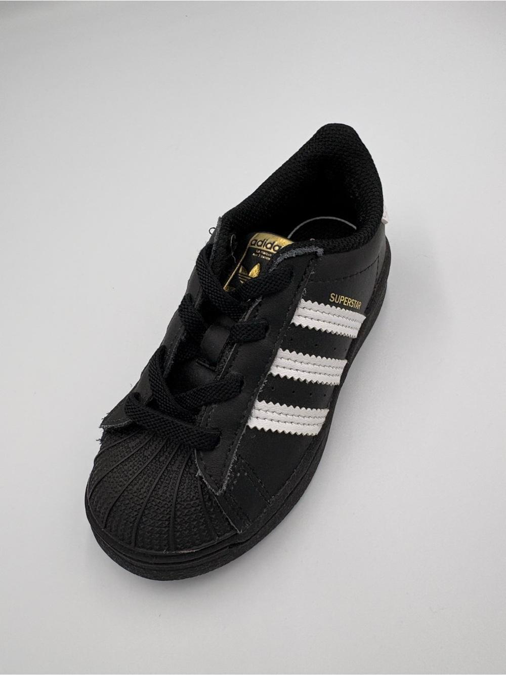 adidas Kids Superstar Sneaker - Black with White Stripes